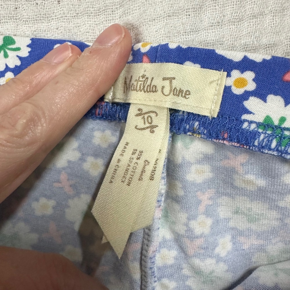 Lot of 2 Matilda Jane Gils Ruffle Shorties SZ 10 Orange You Glad and Blue Floral - Picture 3 of 10